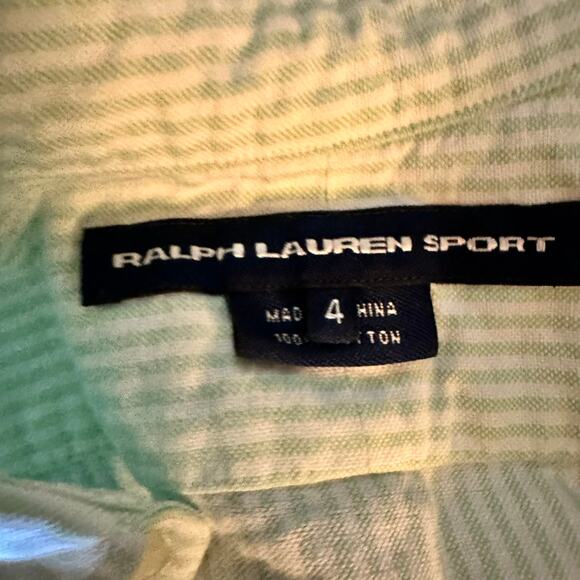 Ralph Lauren Sport 4 Green White Striped Sleeveless Button Up Collared Blouse - Picture 3 of 12